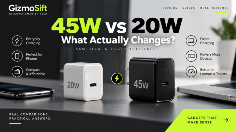 45W vs 20W USB-C charging comparison featured image for GizmoSift guide